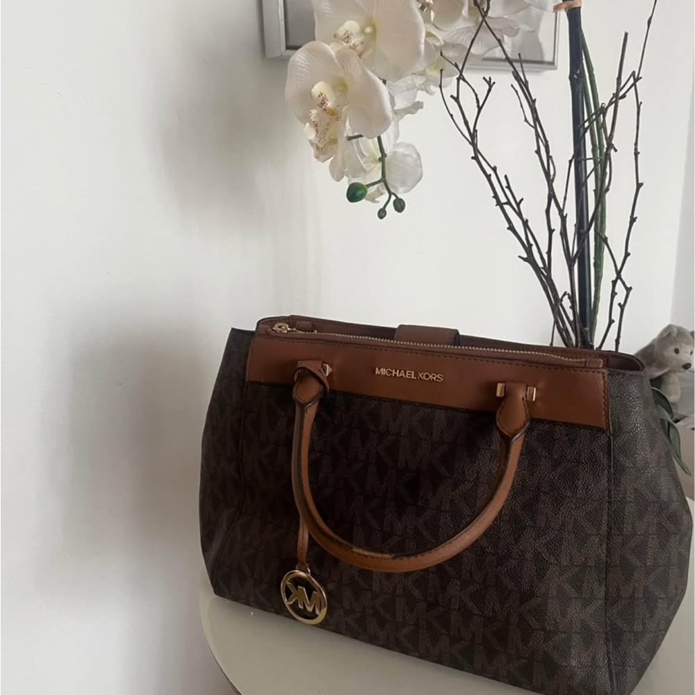 Michael Kors Brown Satchel with Signature Monogram